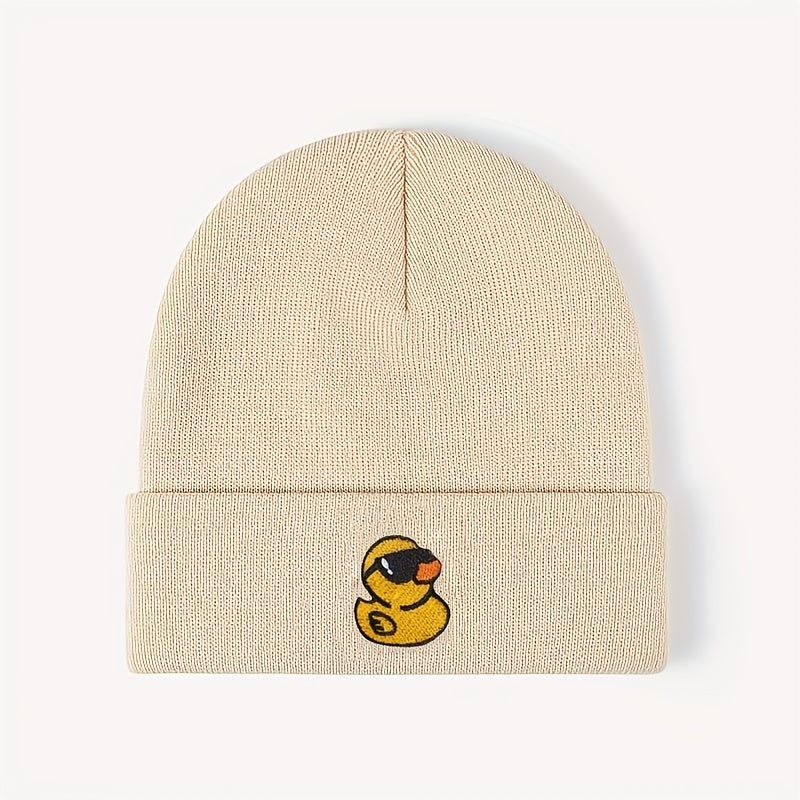Embroidered Yellow Duck Knit Hat For Women Valentines Gifts