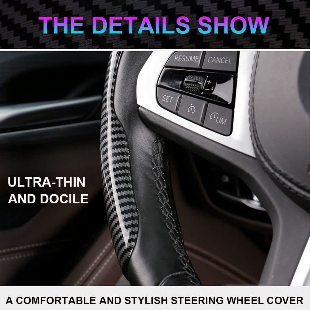 Premium PVC Steering Wheel Cover - Non-Slip, Carbon Fiber Design, Without Inner Circle, Enhanced Grip and Control for a Superior Driving Experience