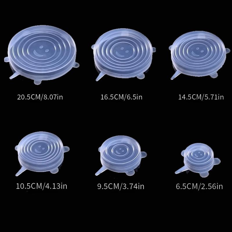 6pcs Silicone Stretch Lids, Reusable Durable Food Storage Lids For Bowls, Silicone Lid Cover, Dishwasher And Refrigerator Safe Storage, Kitchen Supplies