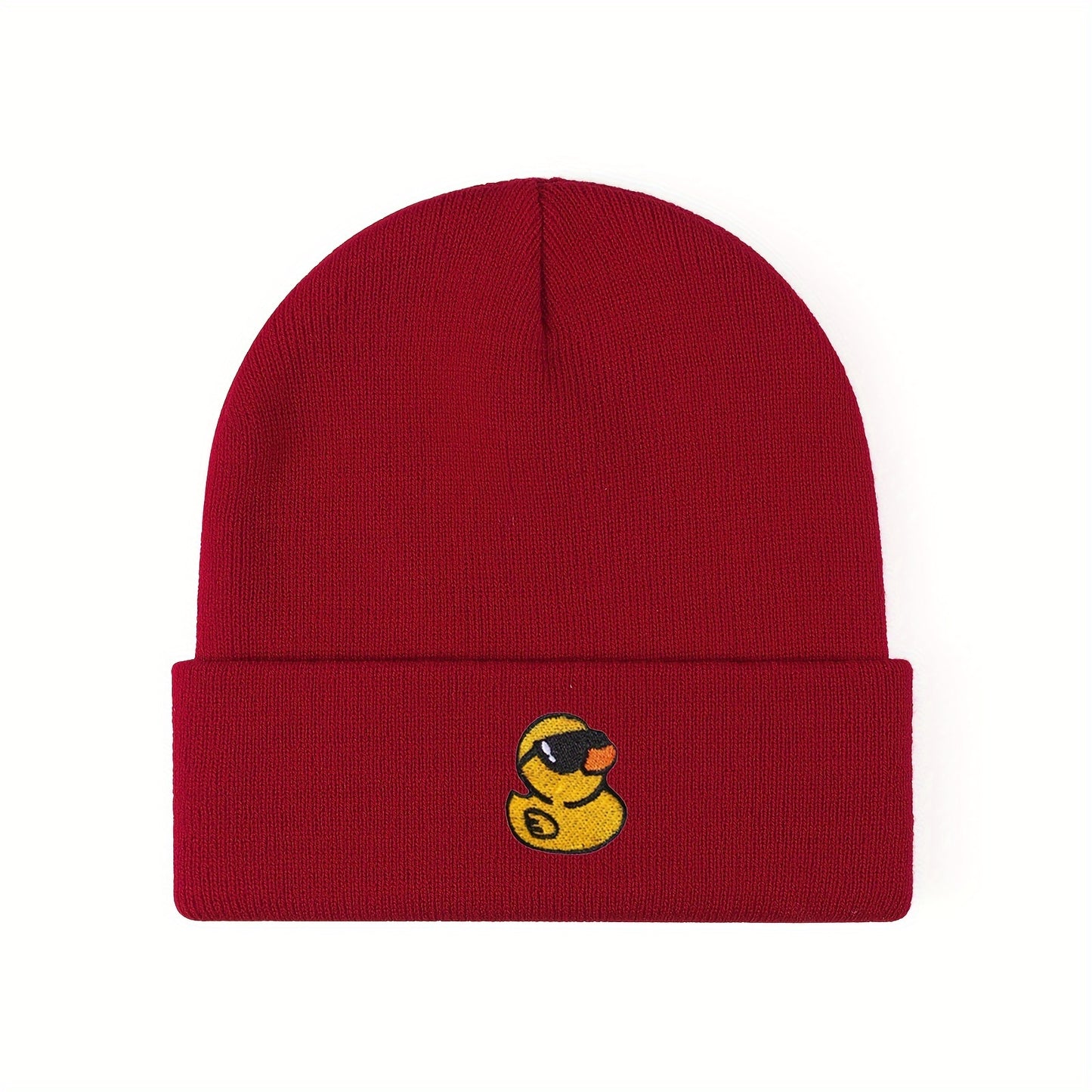Embroidered Yellow Duck Knit Hat For Women Valentines Gifts
