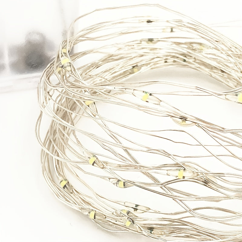1pc 118in/197in/394in/787in, 30/50/100/200LED, Outdoor String Lights, Christmas Star Lights, Battery Powered (Not Included), DIY LED Fairy String Light, Copper Wire Light, Holiday Lighting Garland For Christmas Wedding Party