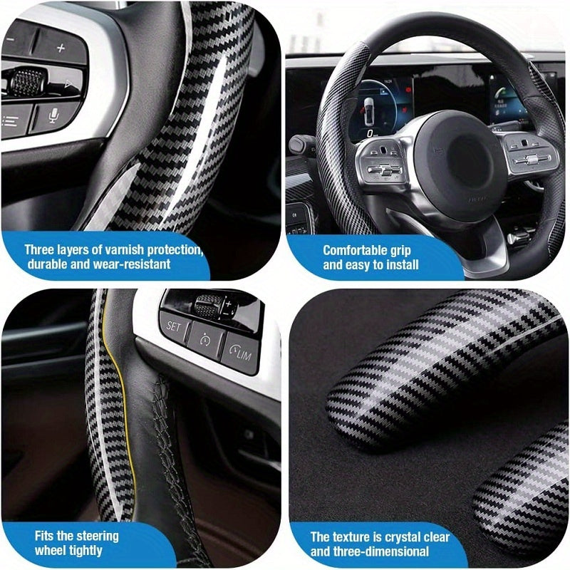 Premium PVC Steering Wheel Cover - Non-Slip, Carbon Fiber Design, Without Inner Circle, Enhanced Grip and Control for a Superior Driving Experience