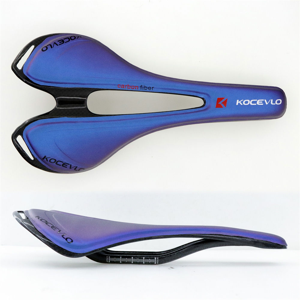 Kocevlo Carbon Fiber Mountain Bike Saddle Blue Cushion Carbon Fiber Seat Pad