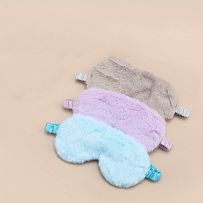 1PCS Solid Color Plush Eye Mask Sleeping Eye Mask Soft And Skin-friendly, Blackout Eye Mask Reduce Fatigue, For Daily Use, 19.99cm*10.01cm Travel Essentials