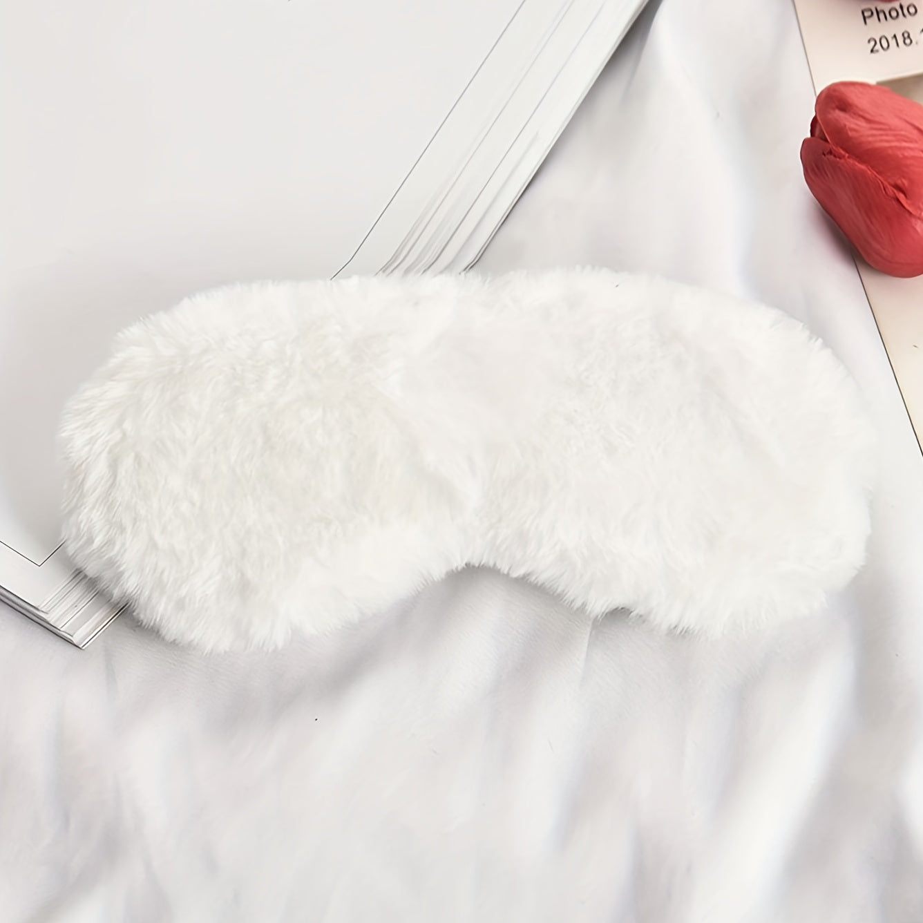 1PCS Solid Color Plush Eye Mask Sleeping Eye Mask Soft And Skin-friendly, Blackout Eye Mask Reduce Fatigue, For Daily Use, 19.99cm*10.01cm Travel Essentials