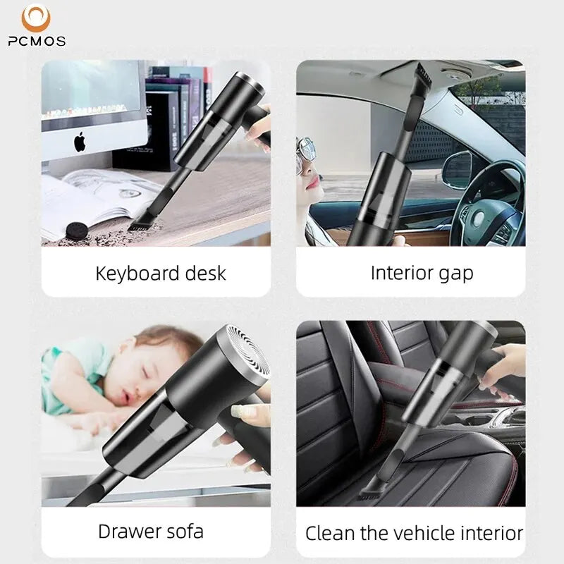 PCMOS 1PC Wireless Vacuum Cleaner Dual Use for Home and Car High Power Powerful Vacuum Cleaner Black