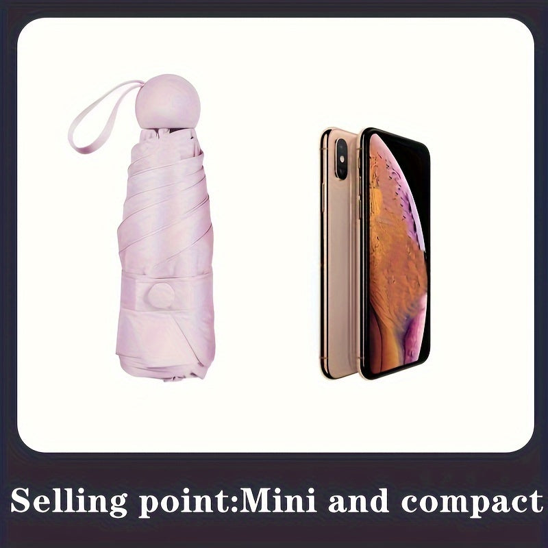 Mei Qi Lin Compact 6-Rib Mini Umbrella - High-Quality, Foldable Sun Protection with Stylish Design