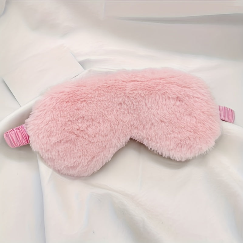 1PCS Solid Color Plush Eye Mask Sleeping Eye Mask Soft And Skin-friendly, Blackout Eye Mask Reduce Fatigue, For Daily Use, 19.99cm*10.01cm Travel Essentials