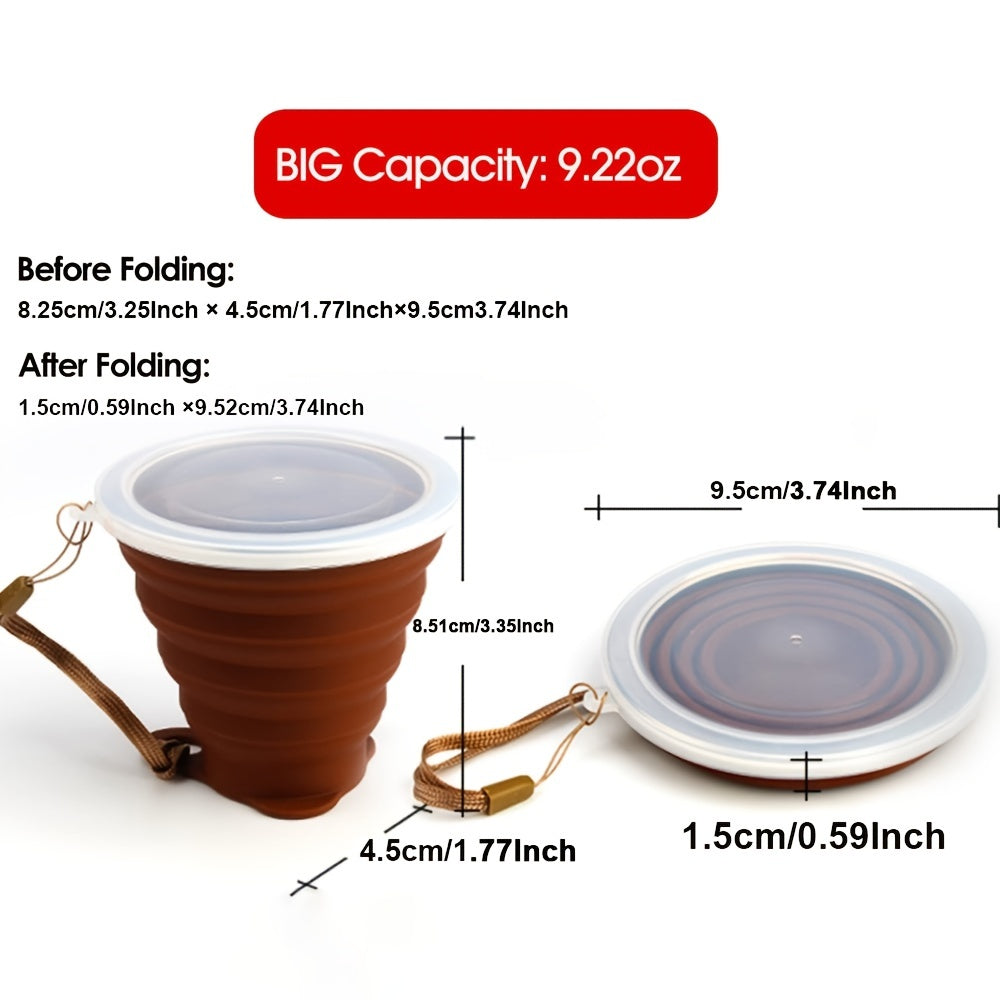Collapsible Silicone Travel Cup with Lid - Portable and Reusable Drinking Cup for Camping, Hiking, and Outdoor Activities