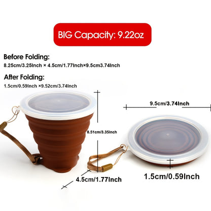 Collapsible Silicone Travel Cup with Lid - Portable and Reusable Drinking Cup for Camping, Hiking, and Outdoor Activities