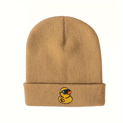 Embroidered Yellow Duck Knit Hat For Women Valentines Gifts