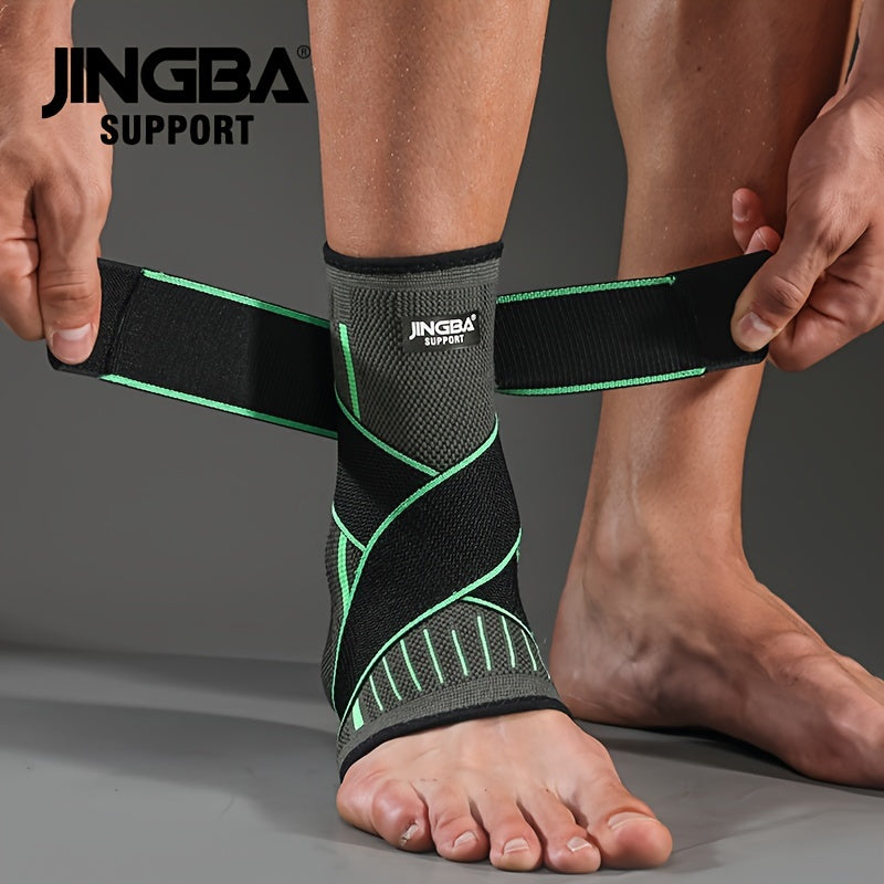 [Adjustable Compression] Jingba Support Ankle Brace | Adjustable Compression Wrap | Breathable Nylon | Secure Straps | Running, Hiking & Basketball | Black & Gray