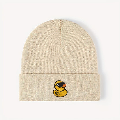 Embroidered Yellow Duck Knit Hat For Women Valentines Gifts