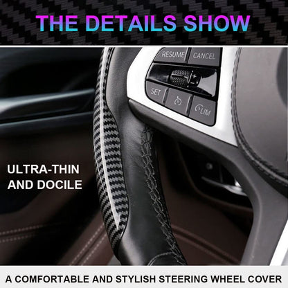 Premium PVC Steering Wheel Cover - Non-Slip, Carbon Fiber Design, Without Inner Circle, Enhanced Grip and Control for a Superior Driving Experience