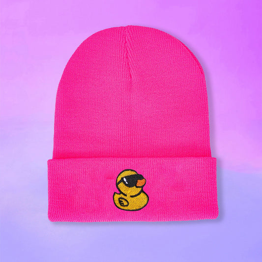 Embroidered Yellow Duck Knit Hat For Women Valentines Gifts