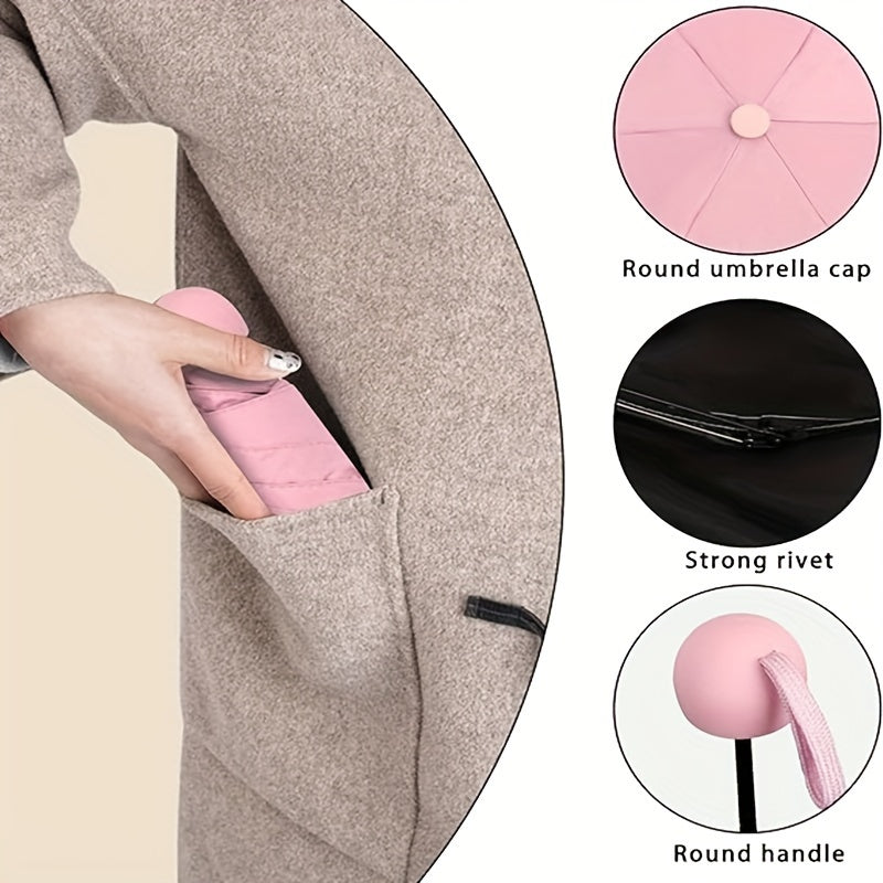 Mei Qi Lin Compact 6-Rib Mini Umbrella - High-Quality, Foldable Sun Protection with Stylish Design