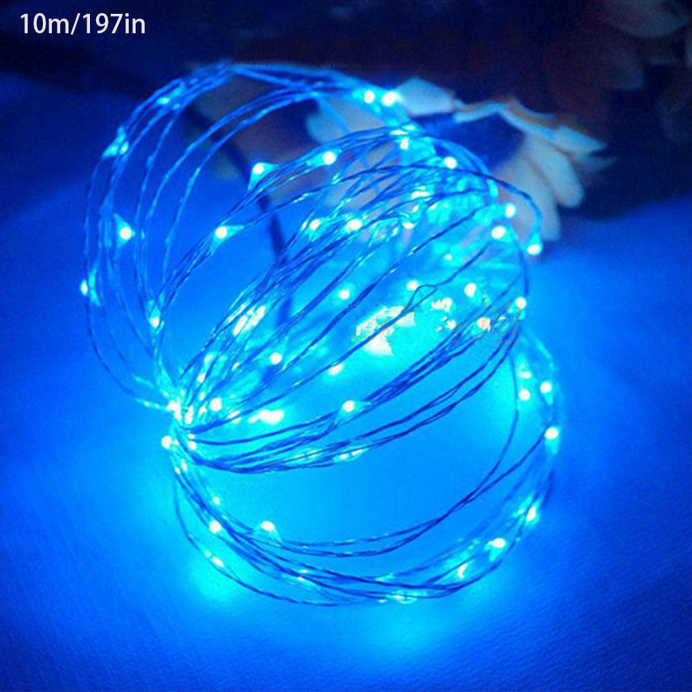 1pc 118in/197in/394in/787in, 30/50/100/200LED, Outdoor String Lights, Christmas Star Lights, Battery Powered (Not Included), DIY LED Fairy String Light, Copper Wire Light, Holiday Lighting Garland For Christmas Wedding Party