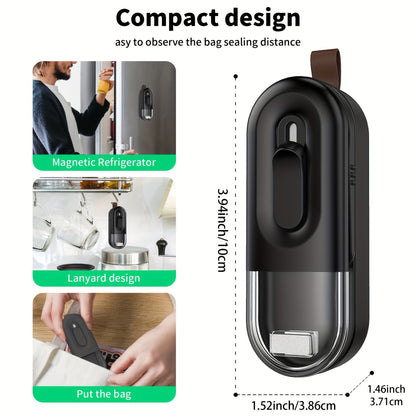 1pc Compact Mini Vacuum Sealer - 2-in-1 Heat Sealer & Cutter for Airtight Food Storage - Portable Thermal Sealer for Plastic Bags, Snacks, Cookies, Freshness Preservation, Kitchen Essentials
