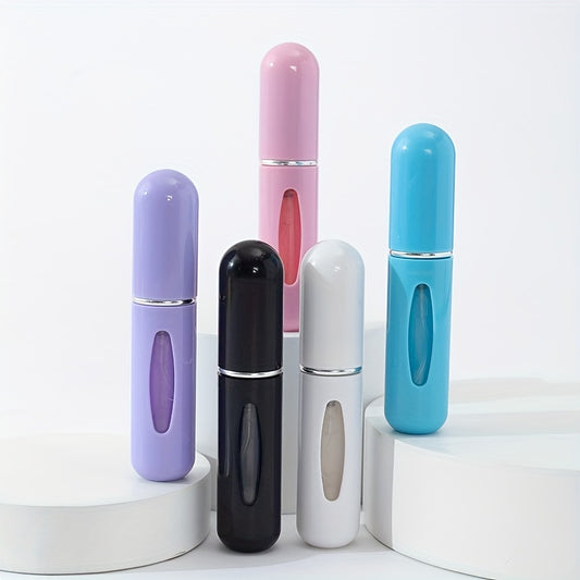 5pcs Mixed Color Refillable Perfume Bottles - Portable Travel Pack with 5ml Capacity, Reusable Bottom, and Refillable Design for Easy On-The-Go Fragrance Application - Perfect for Travel, Gym, or Office Essentials