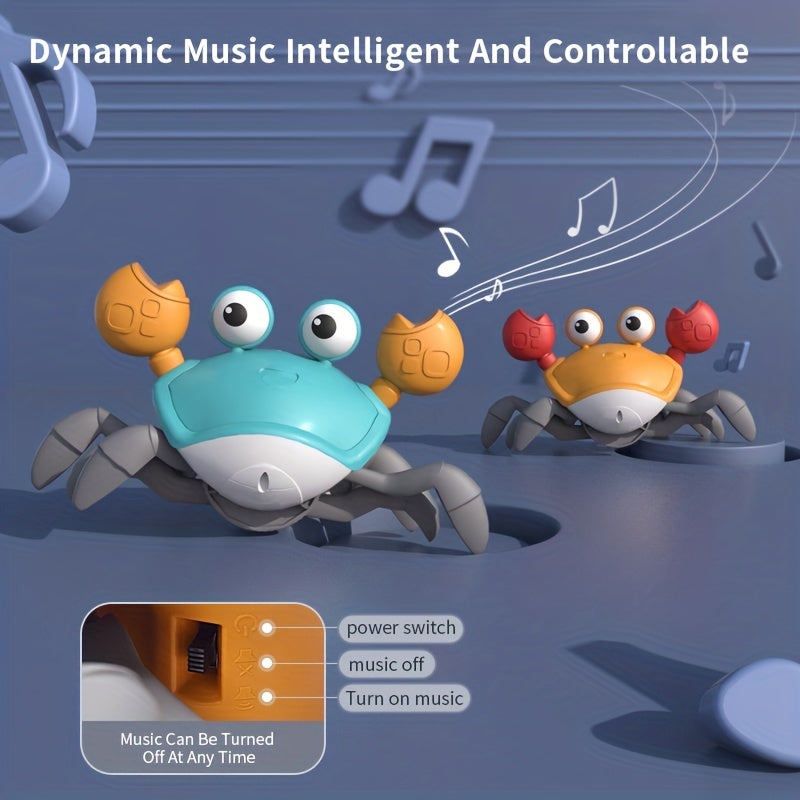 Crawling Crab Baby Toy Gift Tummy Time Toys Walking Dancing Cute Essentials Electric Induction Sensory Stuff Moving Babies Crabs With Light Up Music For Toddler Boys Girls Items Interaction Gadgets