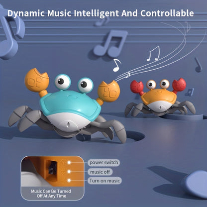 Crawling Crab Baby Toy Gift Tummy Time Toys Walking Dancing Cute Essentials Electric Induction Sensory Stuff Moving Babies Crabs With Light Up Music For Toddler Boys Girls Items Interaction Gadgets