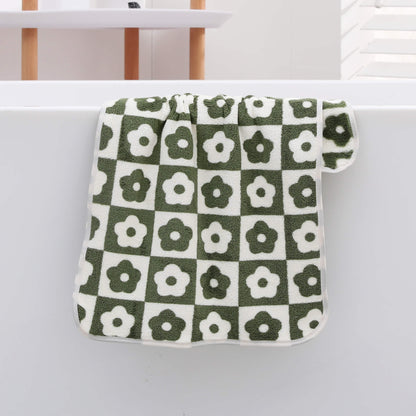 3pcs Plum Blossom and Soft Coral Fleece Household Towels - Soft and Absorbent Face, Wash, and Hand Towels - 34.8x74.93cm, Bathroom Accessory