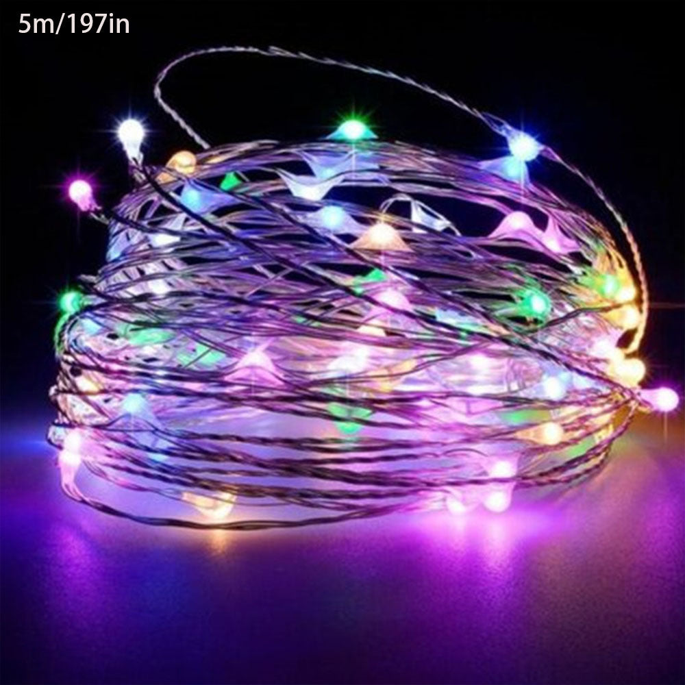 1pc 118in/197in/394in/787in, 30/50/100/200LED, Outdoor String Lights, Christmas Star Lights, Battery Powered (Not Included), DIY LED Fairy String Light, Copper Wire Light, Holiday Lighting Garland For Christmas Wedding Party