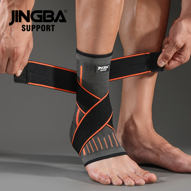 [Adjustable Compression] Jingba Support Ankle Brace | Adjustable Compression Wrap | Breathable Nylon | Secure Straps | Running, Hiking & Basketball | Black & Gray