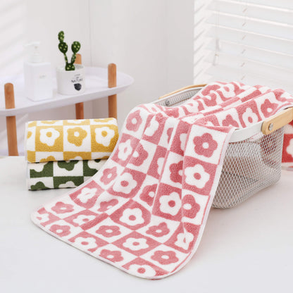 3pcs Plum Blossom and Soft Coral Fleece Household Towels - Soft and Absorbent Face, Wash, and Hand Towels - 34.8x74.93cm, Bathroom Accessory