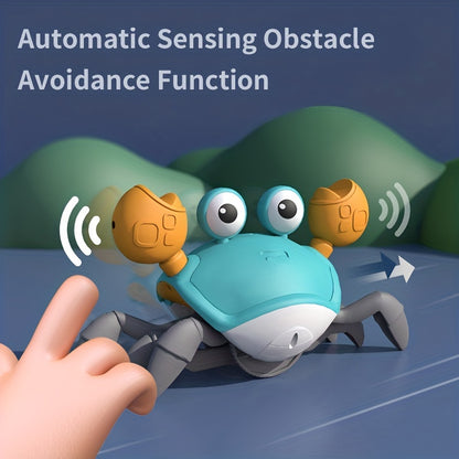Crawling Crab Baby Toy Gift Tummy Time Toys Walking Dancing Cute Essentials Electric Induction Sensory Stuff Moving Babies Crabs With Light Up Music For Toddler Boys Girls Items Interaction Gadgets