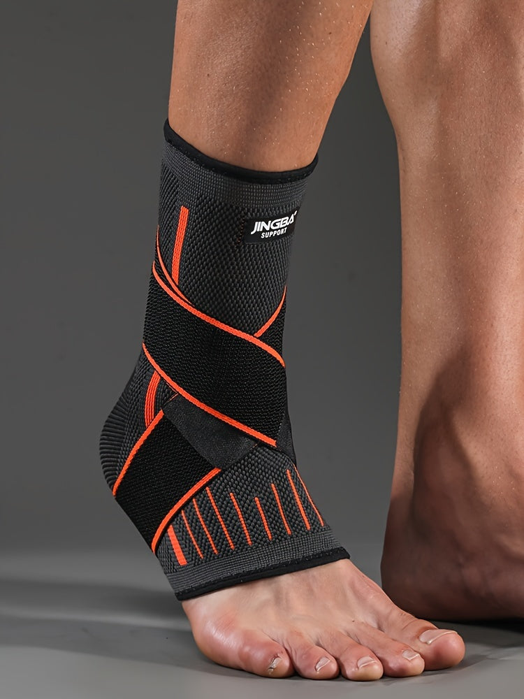 [Adjustable Compression] Jingba Support Ankle Brace | Adjustable Compression Wrap | Breathable Nylon | Secure Straps | Running, Hiking & Basketball | Black & Gray
