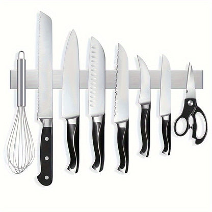 1pc Stainless Steel Stronghold Magnetic Knife Holder - Space-Saving Wall Strip for Kitchen Utensils, Apartment Essentials, and Back to School Supplies - Perfect for College Dorm Organization and Easy Meal Prep