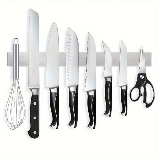 1pc Stainless Steel Stronghold Magnetic Knife Holder - Space-Saving Wall Strip for Kitchen Utensils, Apartment Essentials, and Back to School Supplies - Perfect for College Dorm Organization and Easy Meal Prep