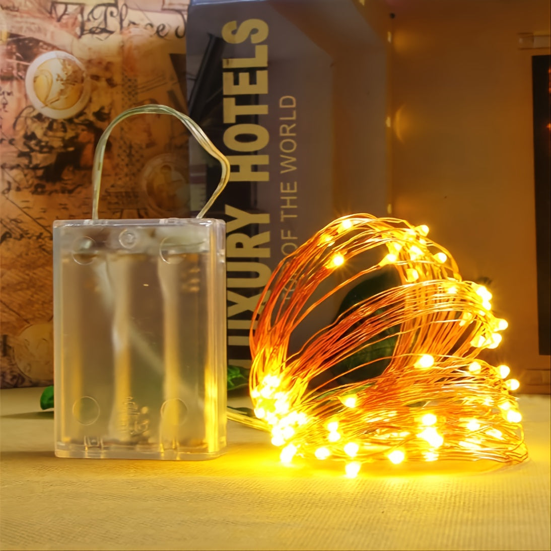 1pc 118in/197in/394in/787in, 30/50/100/200LED, Outdoor String Lights, Christmas Star Lights, Battery Powered (Not Included), DIY LED Fairy String Light, Copper Wire Light, Holiday Lighting Garland For Christmas Wedding Party