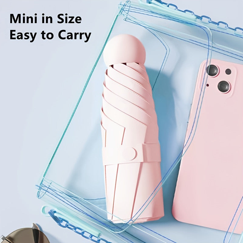 Mei Qi Lin Compact 6-Rib Mini Umbrella - High-Quality, Foldable Sun Protection with Stylish Design