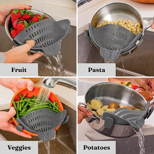 Effortless Cooking with this Adjustable Silicone Pot Strainer and Pasta Strainer - The Perfect Kitchen Gadget!