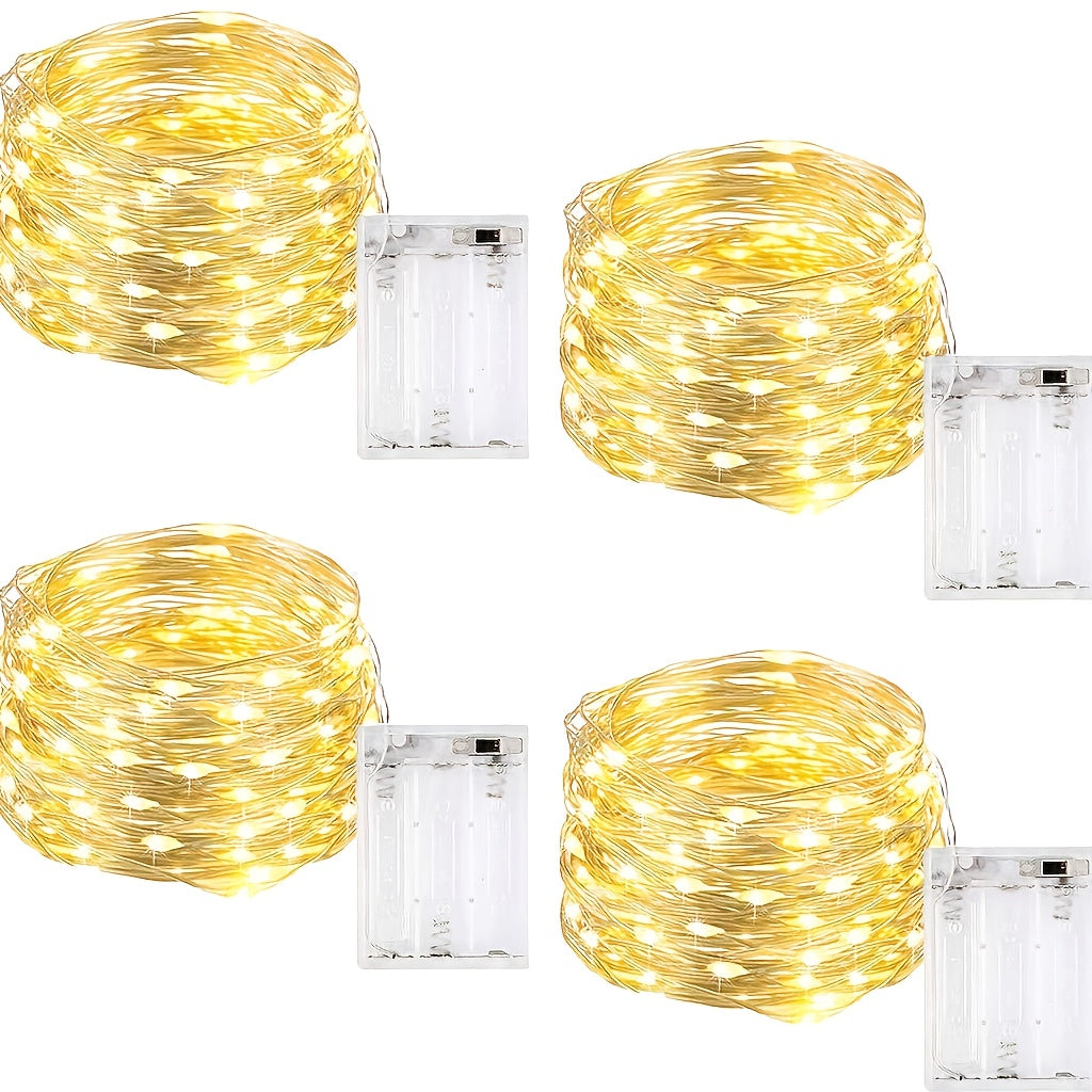 1pc 118in/197in/394in/787in, 30/50/100/200LED, Outdoor String Lights, Christmas Star Lights, Battery Powered (Not Included), DIY LED Fairy String Light, Copper Wire Light, Holiday Lighting Garland For Christmas Wedding Party