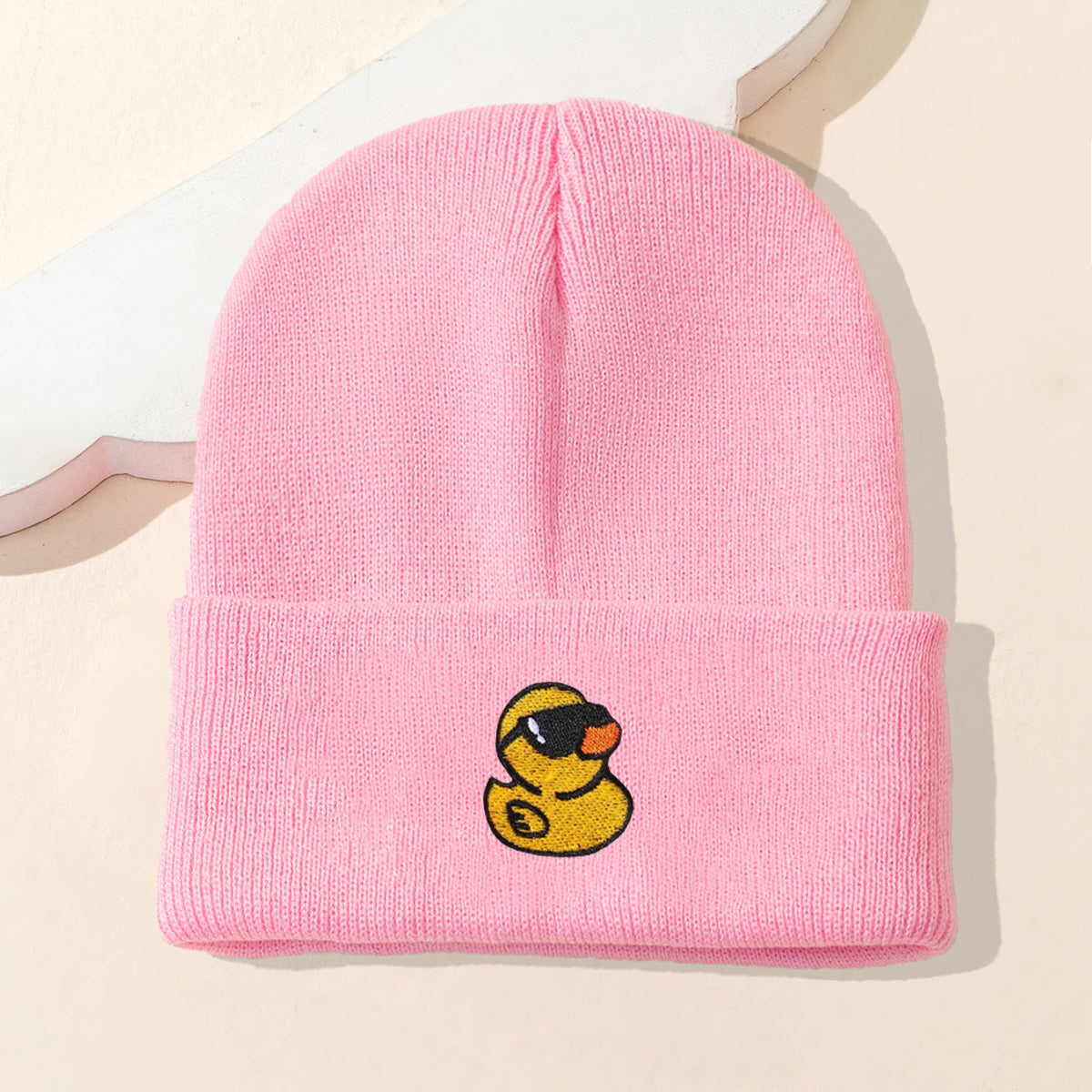 Embroidered Yellow Duck Knit Hat For Women Valentines Gifts