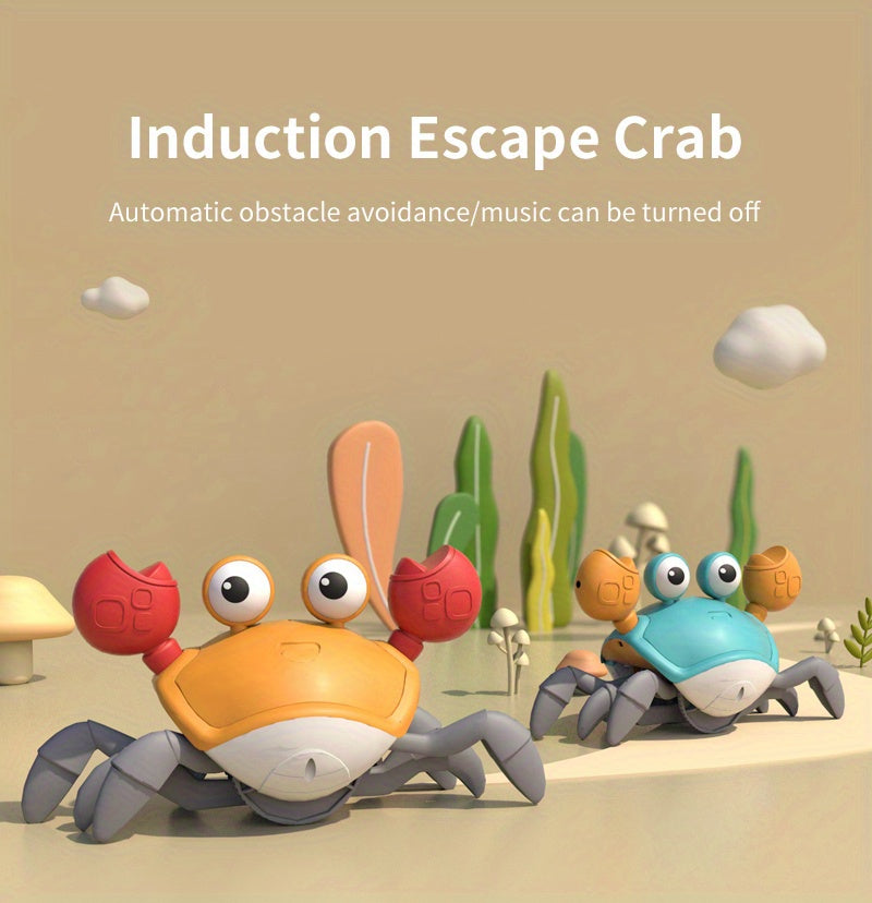 Crawling Crab Baby Toy Gift Tummy Time Toys Walking Dancing Cute Essentials Electric Induction Sensory Stuff Moving Babies Crabs With Light Up Music For Toddler Boys Girls Items Interaction Gadgets