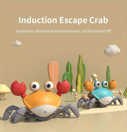 Crawling Crab Baby Toy Gift Tummy Time Toys Walking Dancing Cute Essentials Electric Induction Sensory Stuff Moving Babies Crabs With Light Up Music For Toddler Boys Girls Items Interaction Gadgets