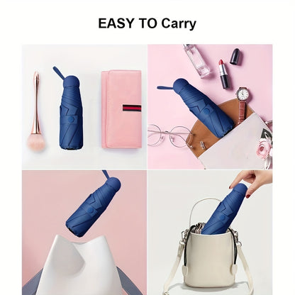 Mei Qi Lin Compact 6-Rib Mini Umbrella - High-Quality, Foldable Sun Protection with Stylish Design