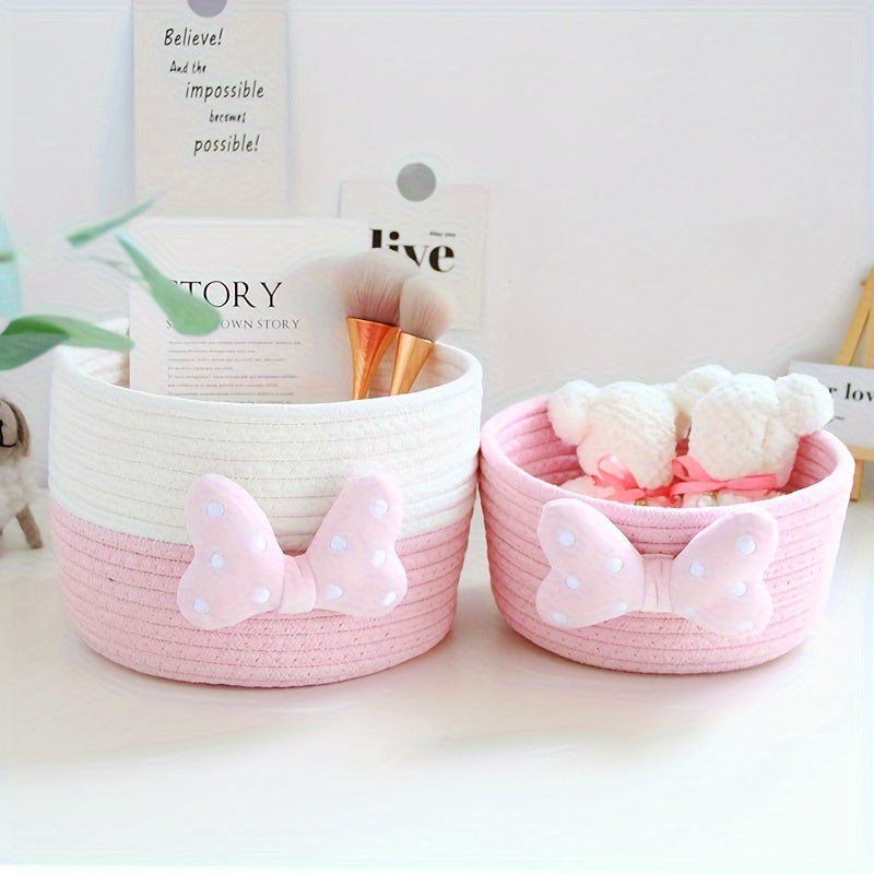 Ins-style Cute Home Storage Box, with Inner Pockets for Organizing Small Items and Cosmetics on the Entrance Table or as a Handmade Woven Basket