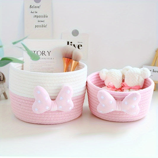 Ins-style Cute Home Storage Box, with Inner Pockets for Organizing Small Items and Cosmetics on the Entrance Table or as a Handmade Woven Basket