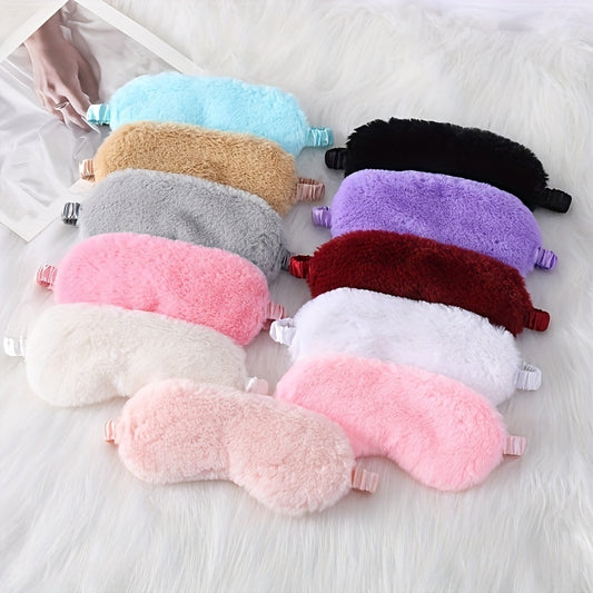 1PCS Solid Color Plush Eye Mask Sleeping Eye Mask Soft And Skin-friendly, Blackout Eye Mask Reduce Fatigue, For Daily Use, 19.99cm*10.01cm Travel Essentials