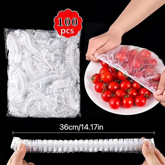 100Pcs/Bag Reusable Elastic Food Covers - Keep Your Leftovers Fresh & Secure!