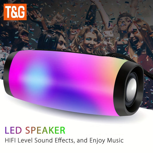 Wireless Speaker With Colorful LED Light, Portable Outdoor 3D Stereo Bass Luminous Speaker