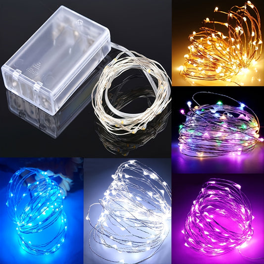 1pc 118in/197in/394in/787in, 30/50/100/200LED, Outdoor String Lights, Christmas Star Lights, Battery Powered (Not Included), DIY LED Fairy String Light, Copper Wire Light, Holiday Lighting Garland For Christmas Wedding Party