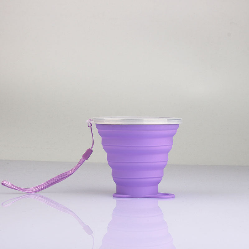 Collapsible Silicone Travel Cup with Lid - Portable and Reusable Drinking Cup for Camping, Hiking, and Outdoor Activities