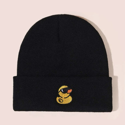 Embroidered Yellow Duck Knit Hat For Women Valentines Gifts