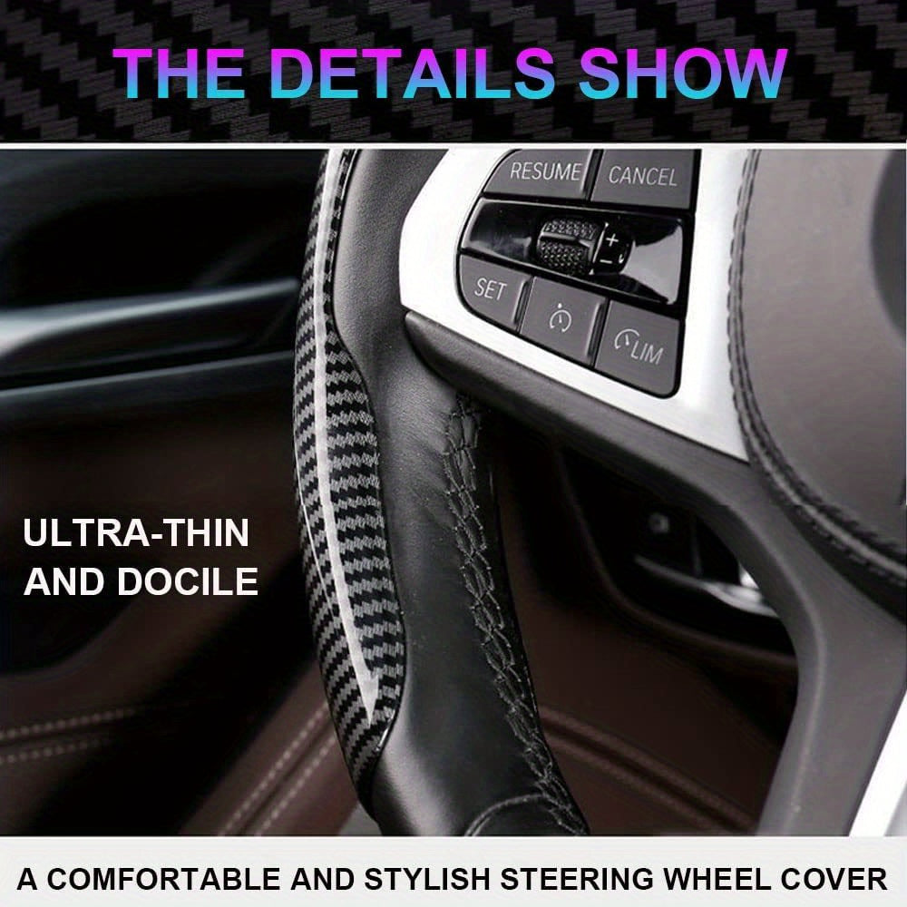 Premium PVC Steering Wheel Cover - Non-Slip, Carbon Fiber Design, Without Inner Circle, Enhanced Grip and Control for a Superior Driving Experience
